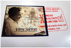 Estampilla postal en honor al poeta Jaime Sabines